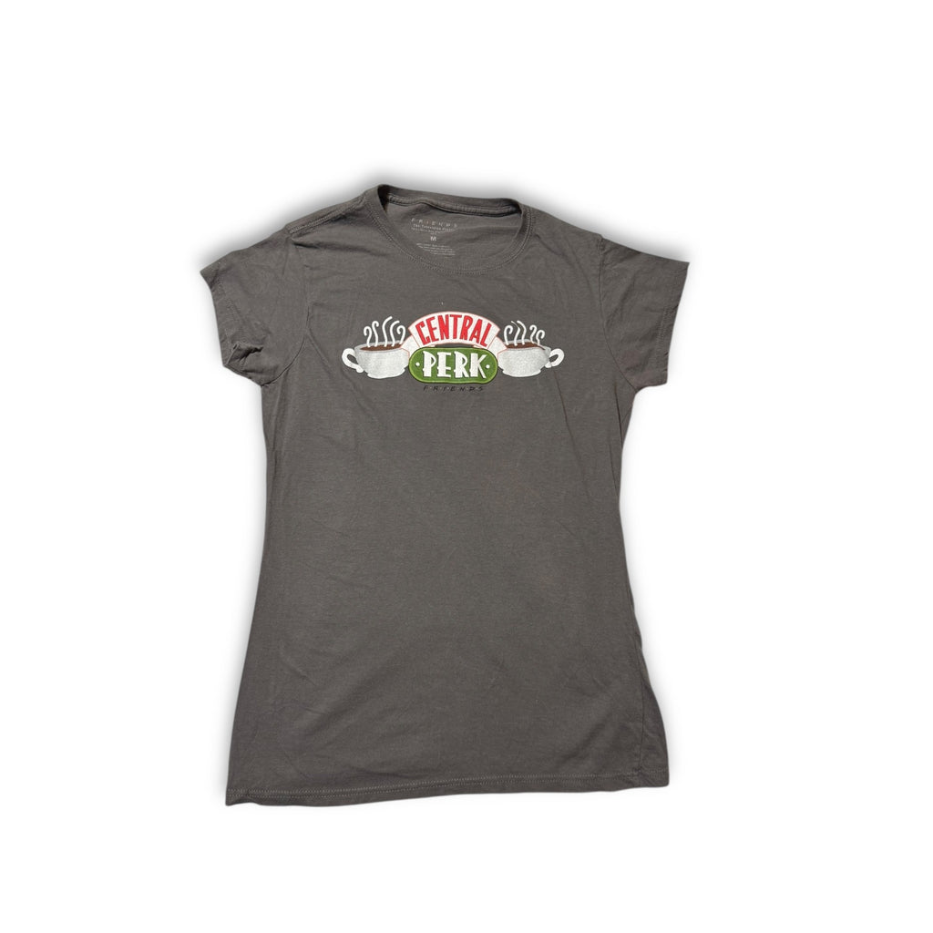 Friends Womens T-Shirt Dark Gray Size M 100% Cotton Central Perk Logo Design Pre-Owned