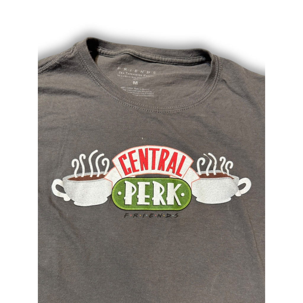 Friends Womens T-Shirt Dark Gray Size M 100% Cotton Central Perk Logo Design Pre-Owned