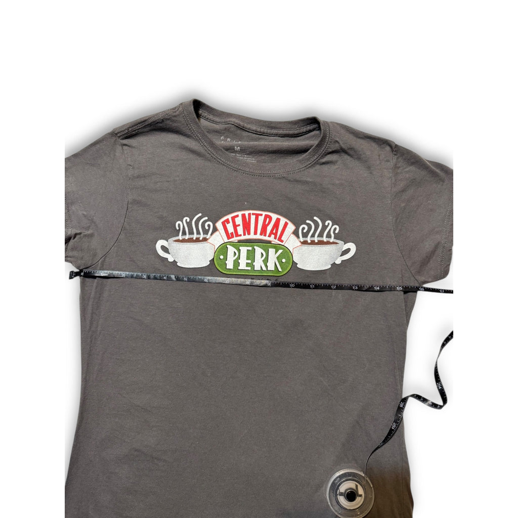 Friends Womens T-Shirt Dark Gray Size M 100% Cotton Central Perk Logo Design Pre-Owned