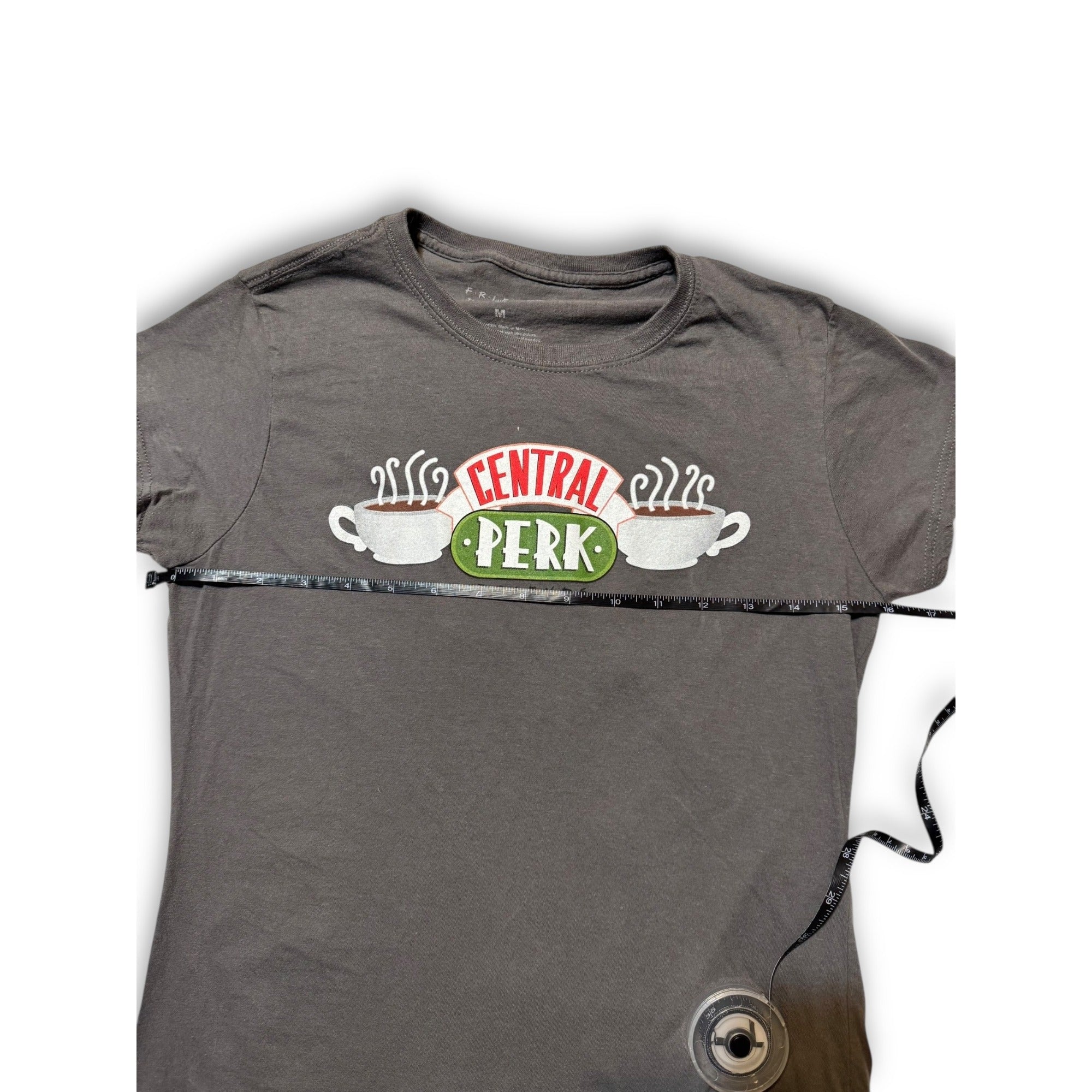 Friends Womens T-Shirt Dark Gray Size M 100% Cotton Central Perk Logo Design Pre-Owned