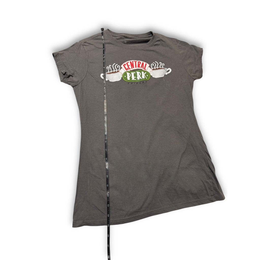 Friends Womens T-Shirt Dark Gray Size M 100% Cotton Central Perk Logo Design Pre-Owned