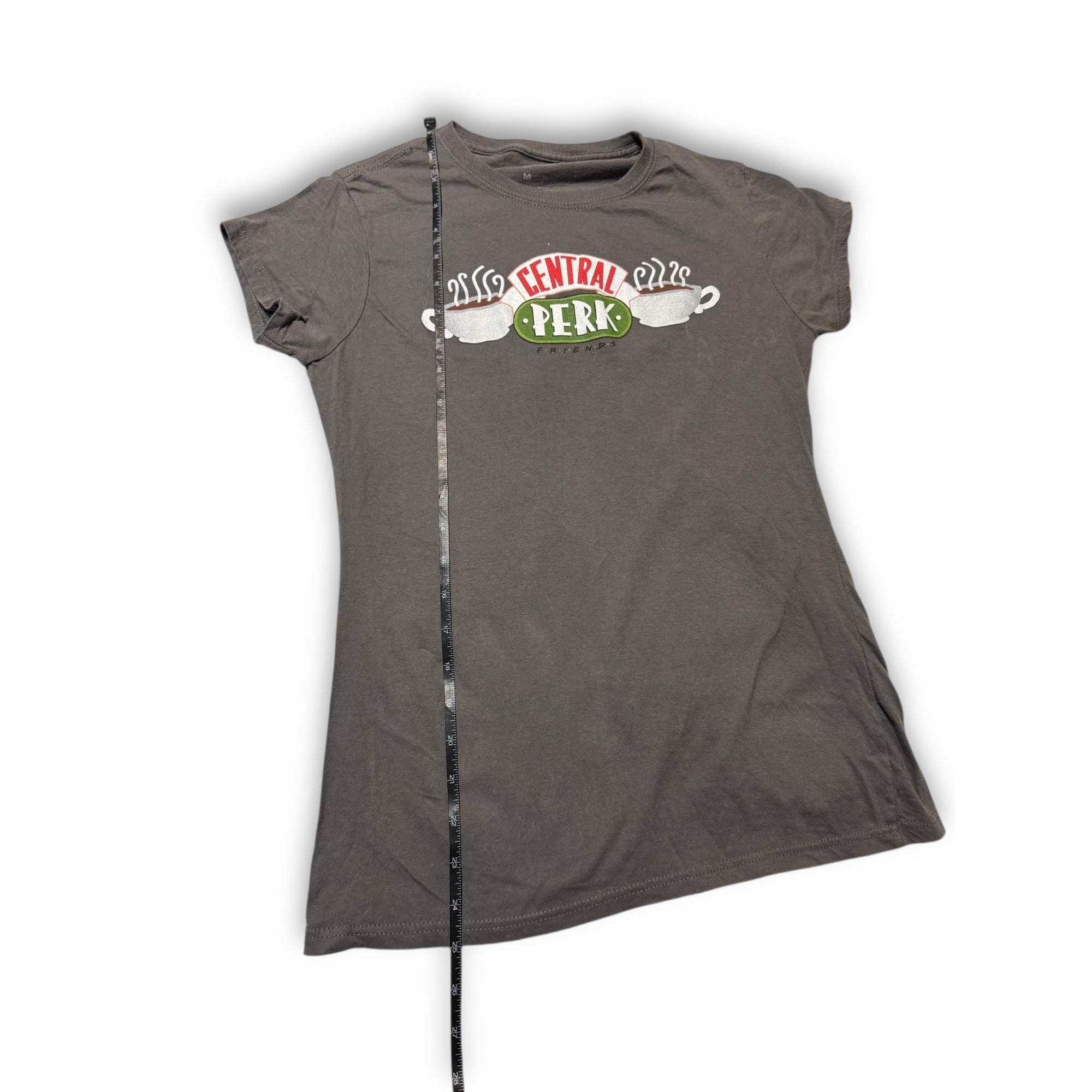 Friends Womens T-Shirt Dark Gray Size M 100% Cotton Central Perk Logo Design Pre-Owned