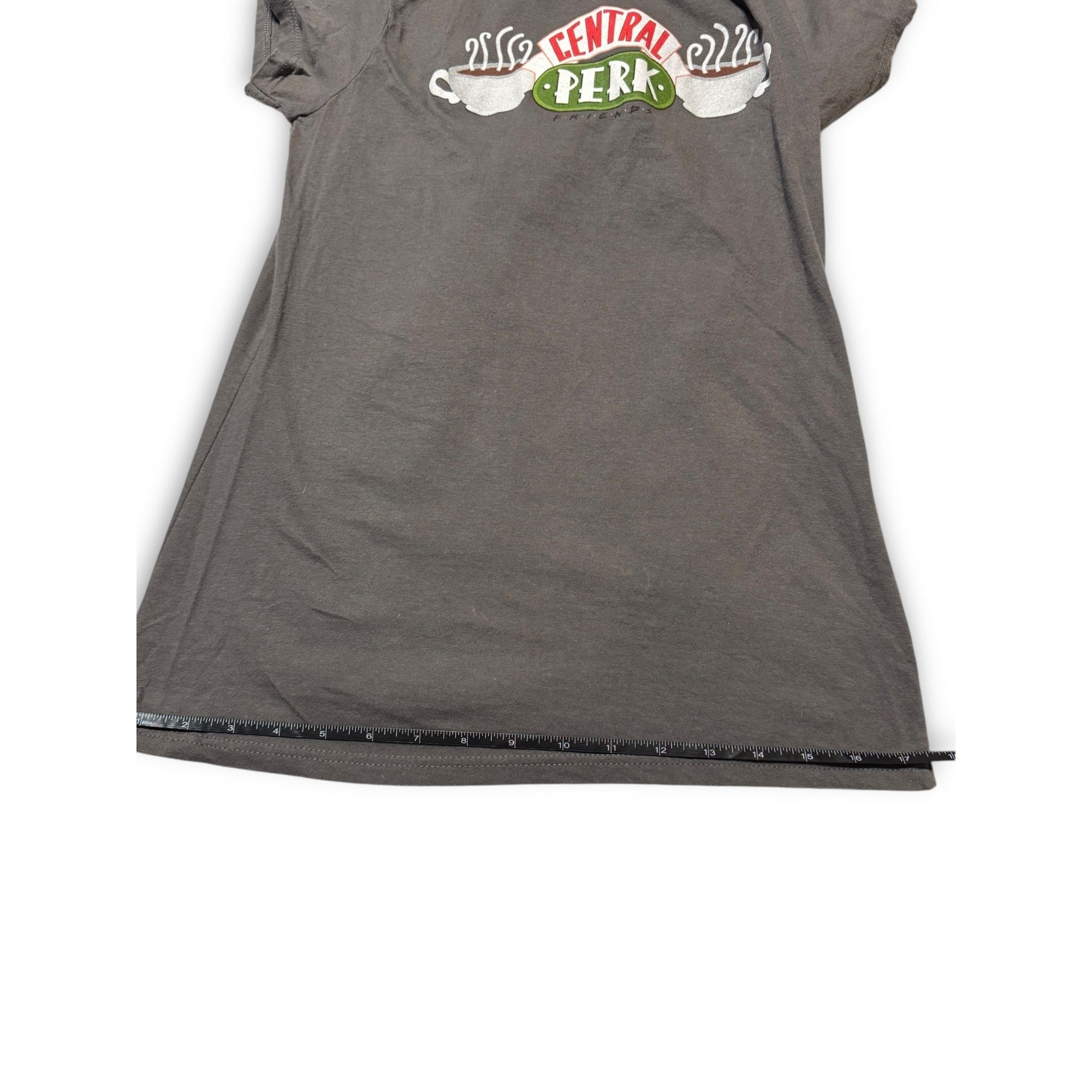 Friends Womens T-Shirt Dark Gray Size M 100% Cotton Central Perk Logo Design Pre-Owned