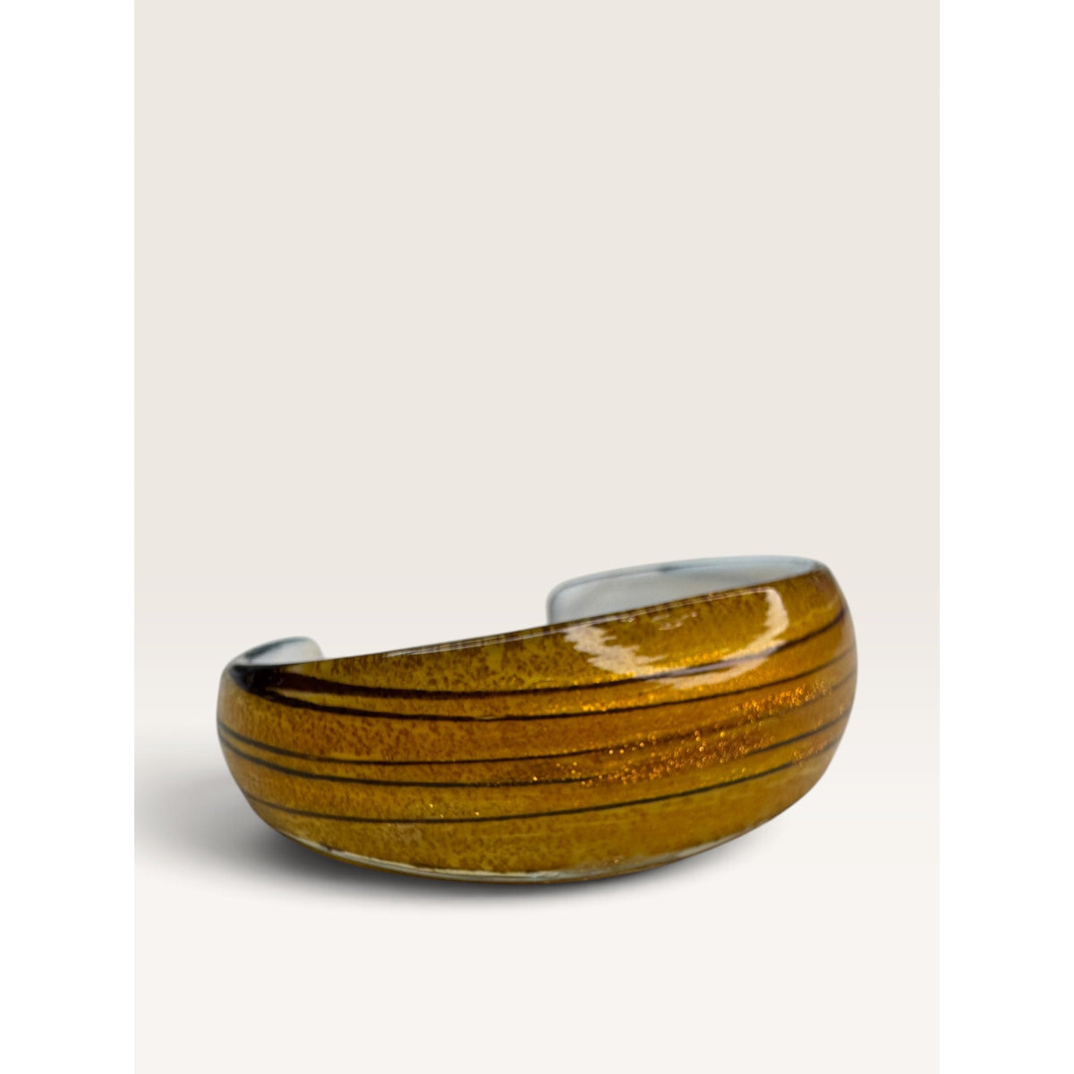 1960s Murano Style Aventurine Gold Dust Swirl Glass Cuff Bracelet .84"