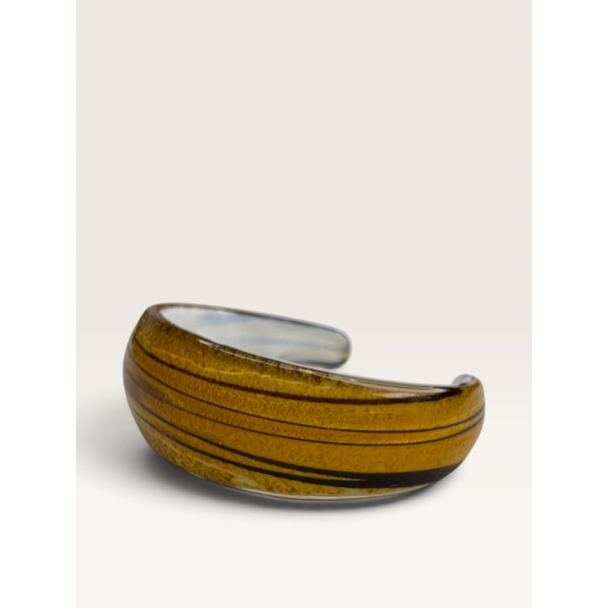 1960s Murano Style Aventurine Gold Dust Swirl Glass Cuff Bracelet .84"