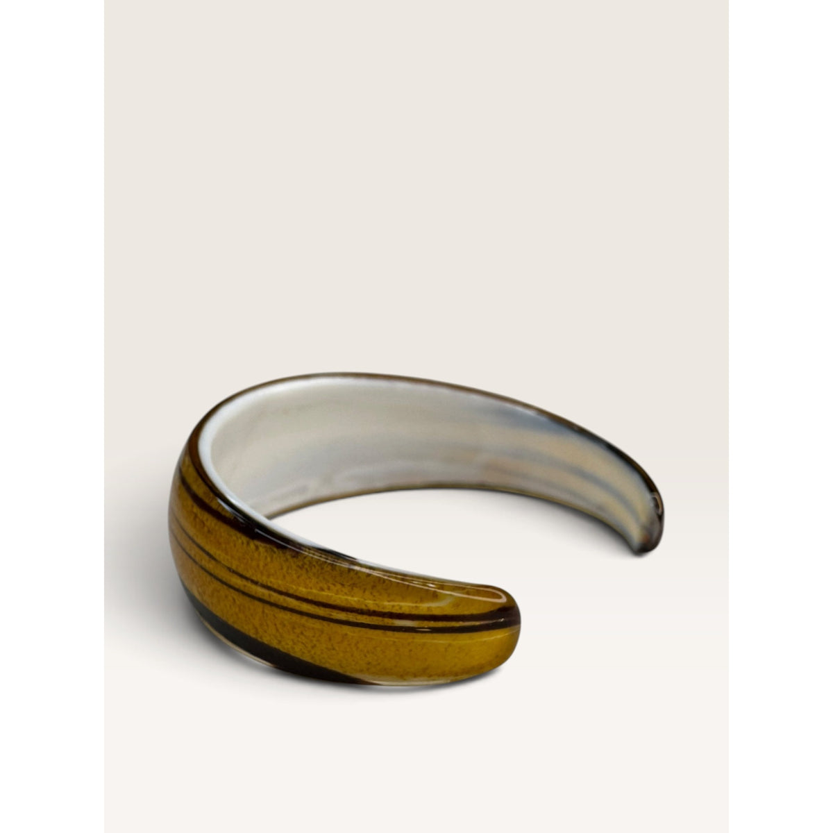 1960s Murano Style Aventurine Gold Dust Swirl Glass Cuff Bracelet .84"