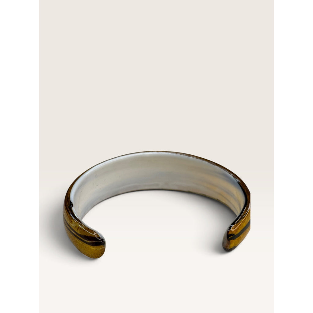 1960s Murano Style Aventurine Gold Dust Swirl Glass Cuff Bracelet .84"