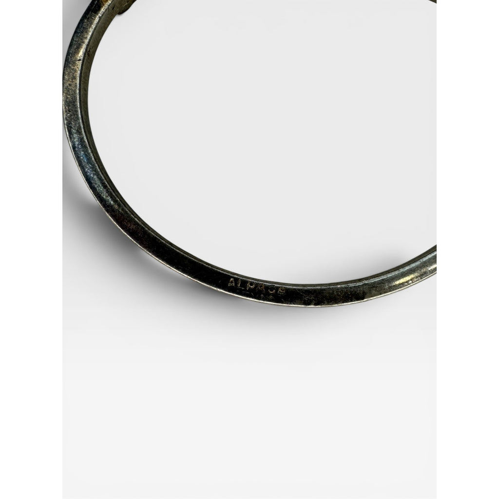 Alpaca Mexico Abalone Inlay Hinged Bangle Pink Mosaic Bracelet