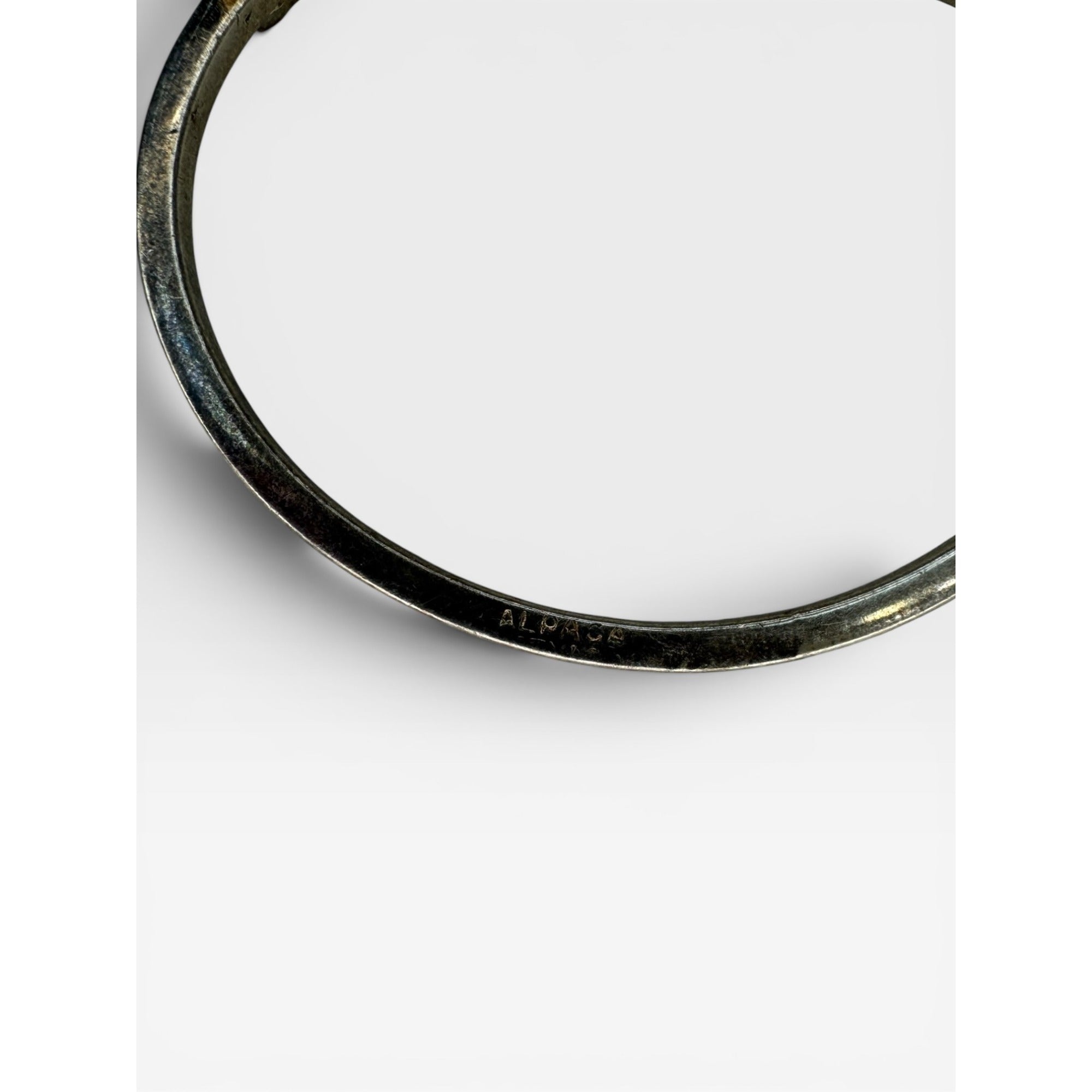 Alpaca Mexico Abalone Inlay Hinged Bangle Pink Mosaic Bracelet