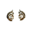 Lisner Faux Pearl Rhinestone Gold Tone Clip Earrings 1960s Vintage