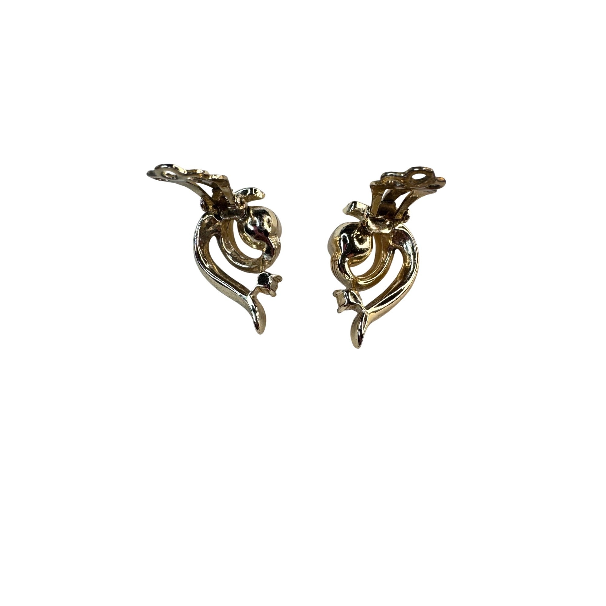 Lisner Faux Pearl Rhinestone Gold Tone Clip Earrings 1960s Vintage