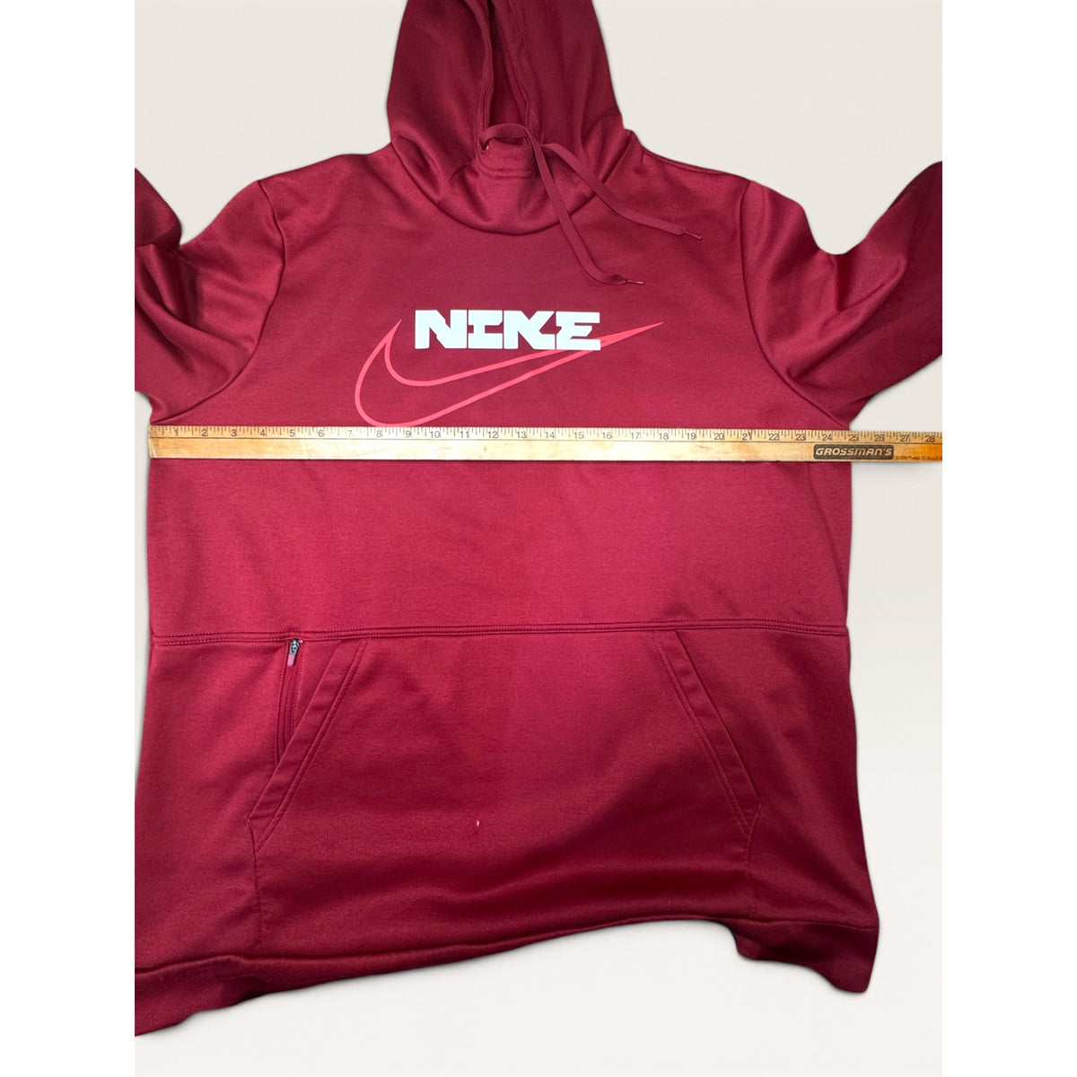 Nike Mens XL Therma FIT Pullover Fitness Hoodie Maroon Red Graphic Swoosh Modern