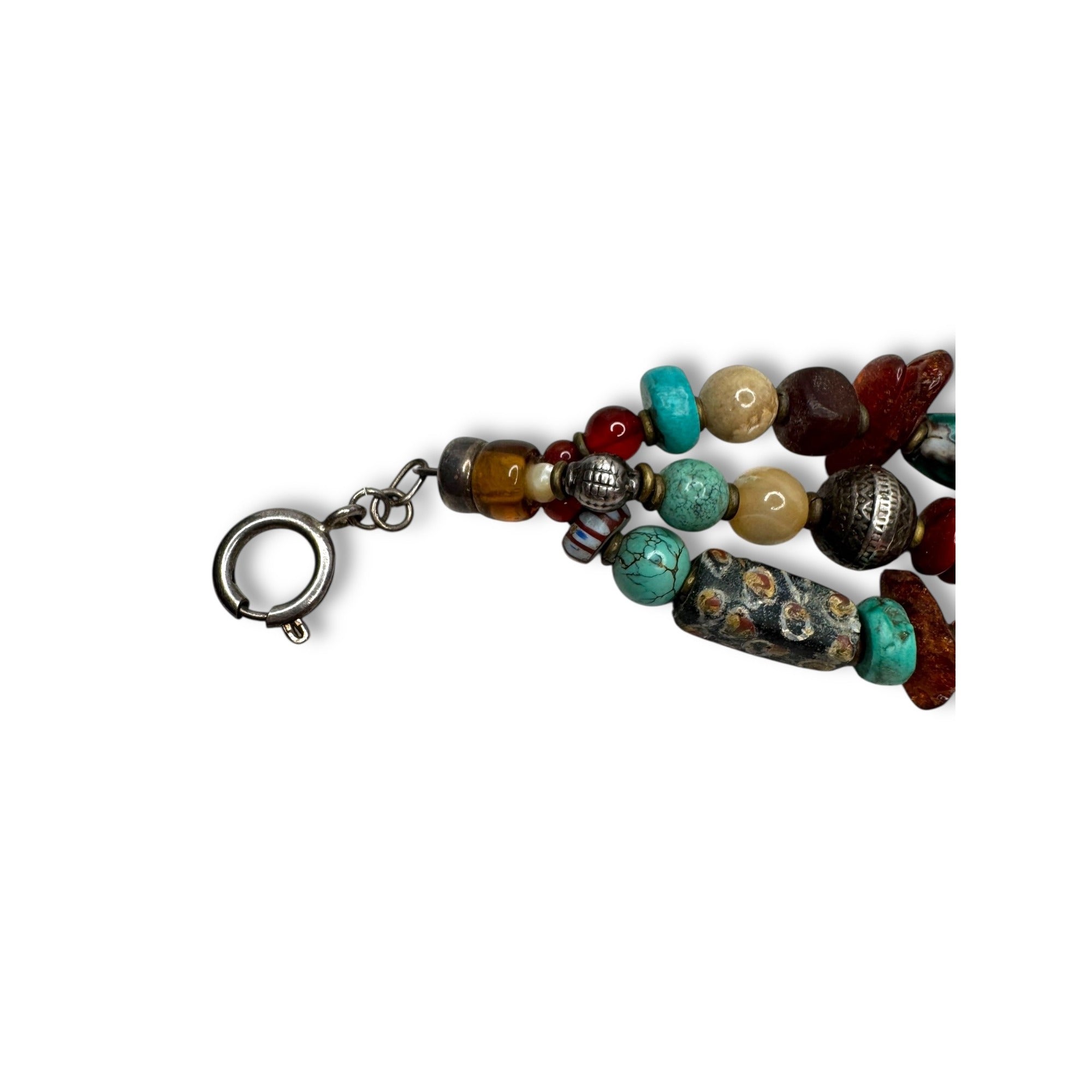 Handcrafted African Trade Bead Bracelet With Heart Centerpiece