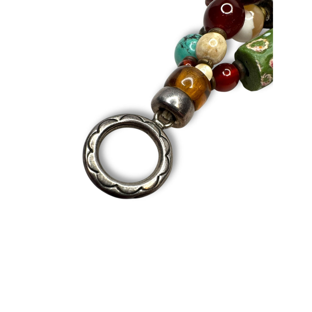 Handcrafted African Trade Bead Bracelet With Heart Centerpiece