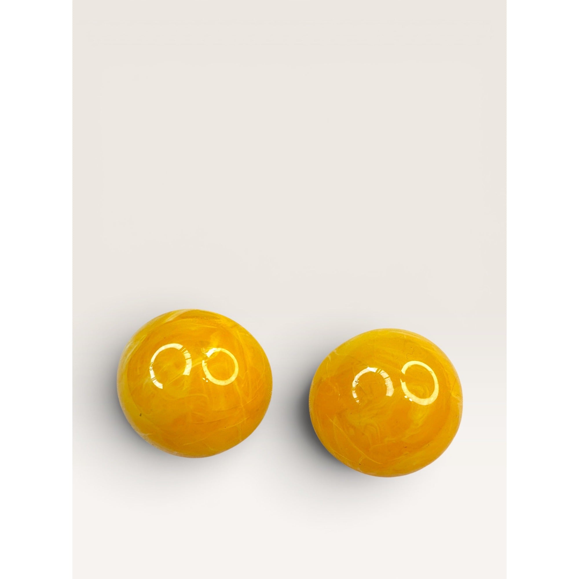 1960s Yellow Swirl Resin Bead Necklace Clip Earrings Set Hong Kong