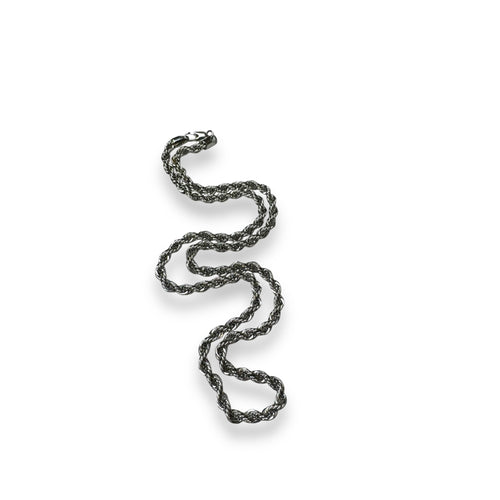 14K White Gold Plated Rope Chain Necklace 23.75" Lobster Claw Clasp