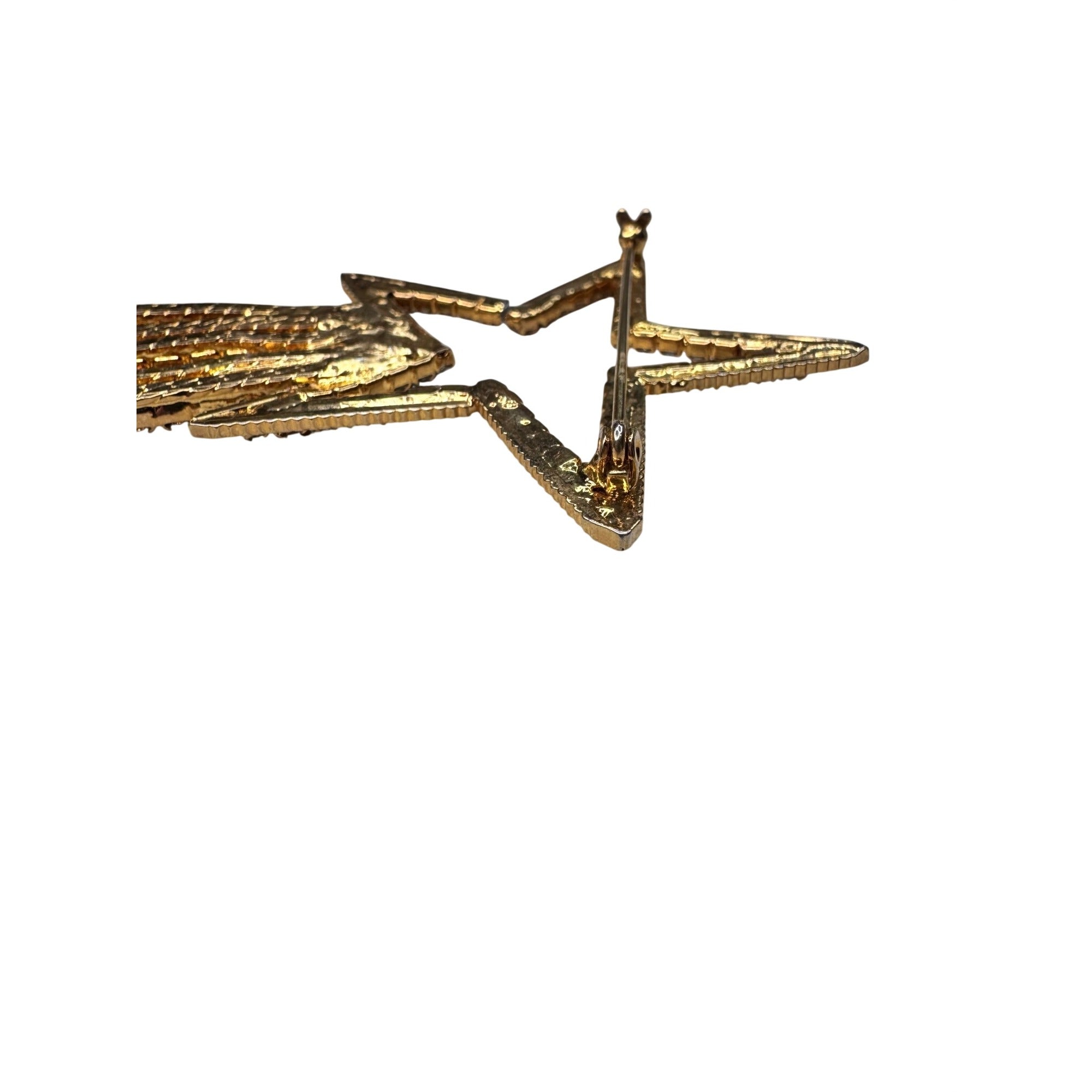 Statement Crystal Shooting Star Brooch Long Fringe Prong Set Unsigned