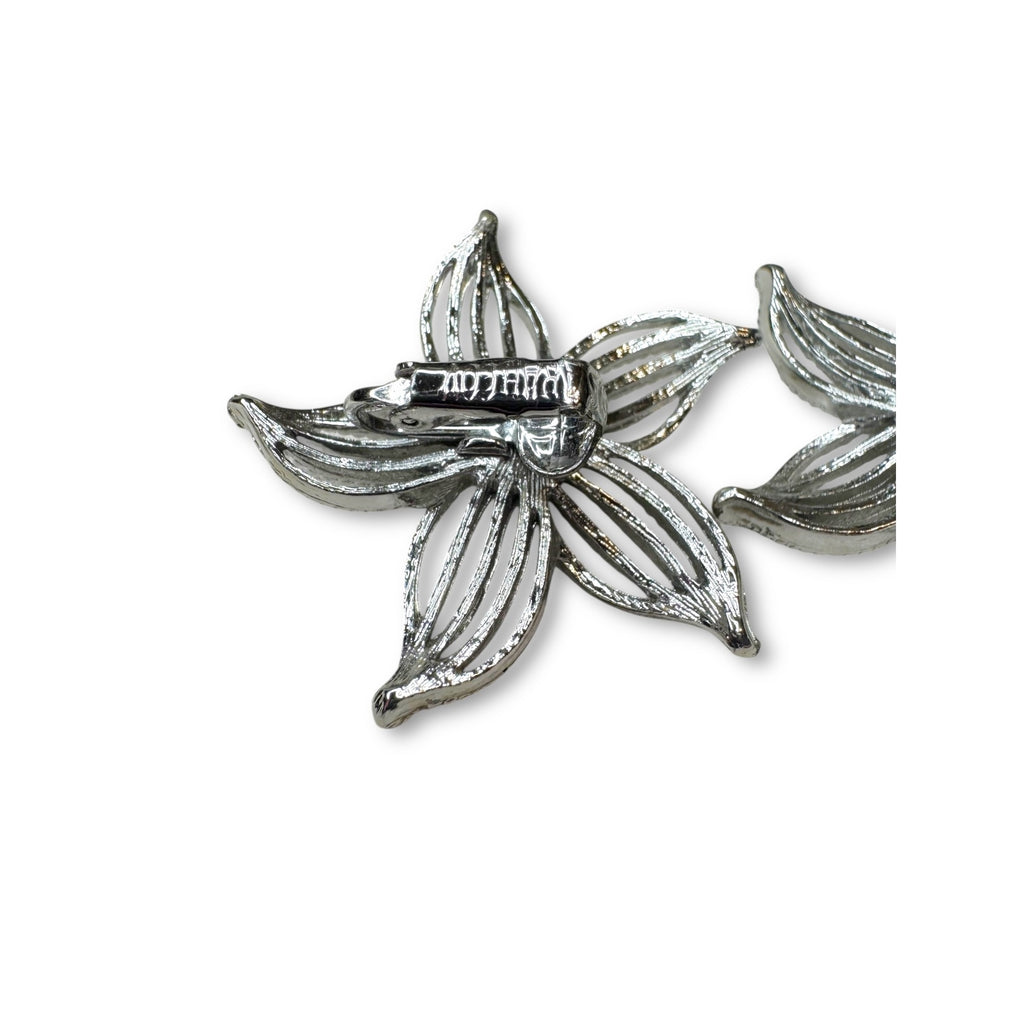 Sarah Coventry 1960s Moonflower Silvertone Brooch Earrings Set