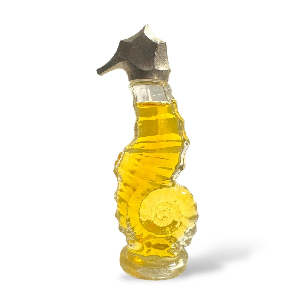 Seahorse-Shaped Glass Perfume Bottle 6oz Silver Tone Cap 6oz Bottle