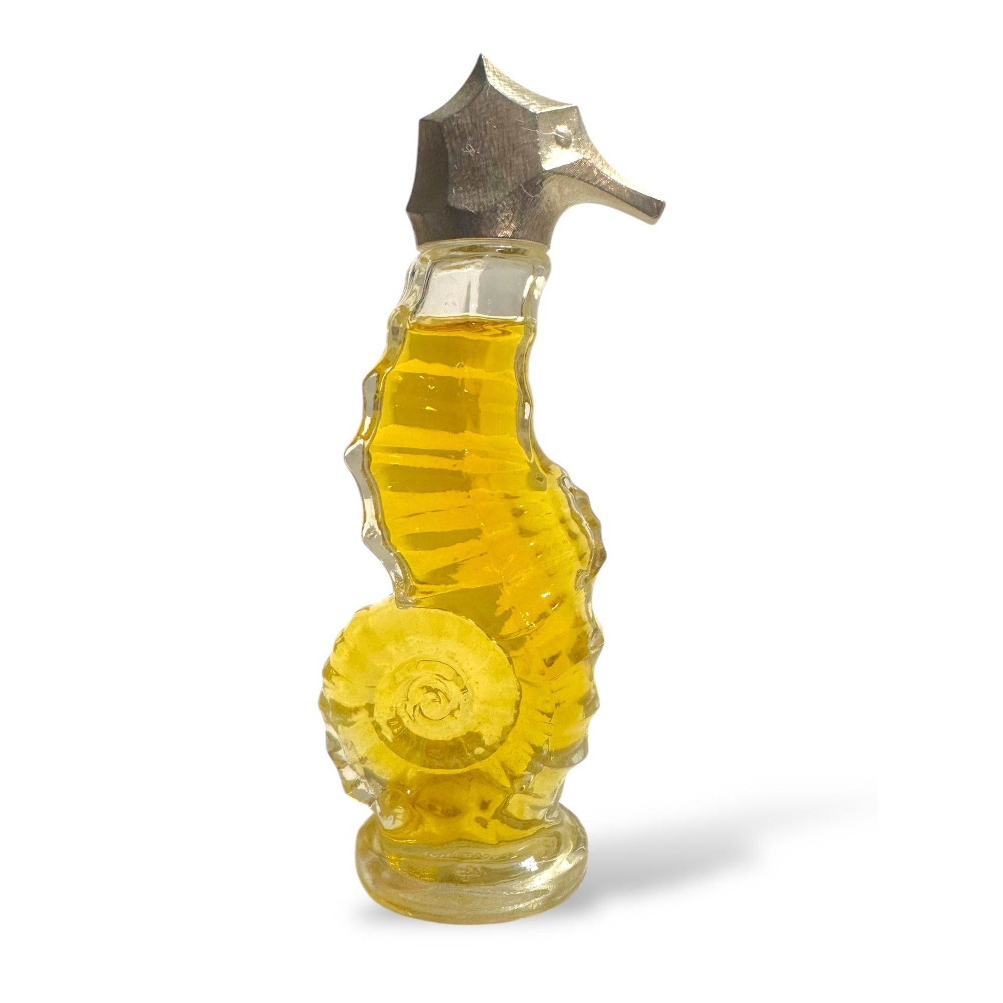 Seahorse-Shaped Glass Perfume Bottle 6oz Silver Tone Cap 6oz Bottle