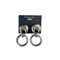 Charles Klein Clip On Earrings Silver Tone Hoop 1990s Vintage