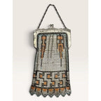 Whiting Davis Art Deco 1920s Geometric Enamel Metal Mesh Flapper Purse Bag