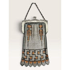 Whiting Davis Art Deco 1920s Geometric Enamel Metal Mesh Flapper Purse Bag