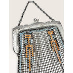 Whiting Davis Art Deco 1920s Geometric Enamel Metal Mesh Flapper Purse Bag