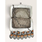Whiting Davis Art Deco 1920s Geometric Enamel Metal Mesh Flapper Purse Bag