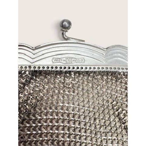 Whiting Davis Art Deco 1920s Geometric Enamel Metal Mesh Flapper Purse Bag