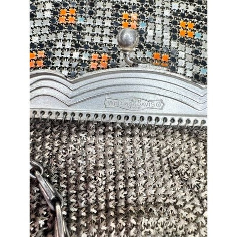 Whiting Davis Art Deco 1920s Geometric Enamel Metal Mesh Flapper Purse Bag