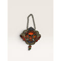 Tibetan Kirtimukha Mask Pendant Himalayan Tribal Amulet Glass Inlay Vintage