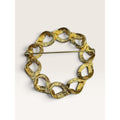 Monet Vintage 1970s Gold Tone Textured Interlocking Loop Wreath Brooch 1.87" (