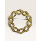 Monet Vintage 1970s Gold Tone Textured Interlocking Loop Wreath Brooch 1.87" (