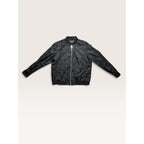 Karl Lagerfeld Mens XXL Camo Bomber Jacket Black Matte Satin Streetwear Modern