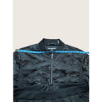 Karl Lagerfeld Mens XXL Camo Bomber Jacket Black Matte Satin Streetwear Modern