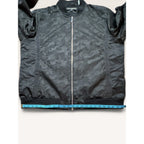 Karl Lagerfeld Mens XXL Camo Bomber Jacket Black Matte Satin Streetwear Modern