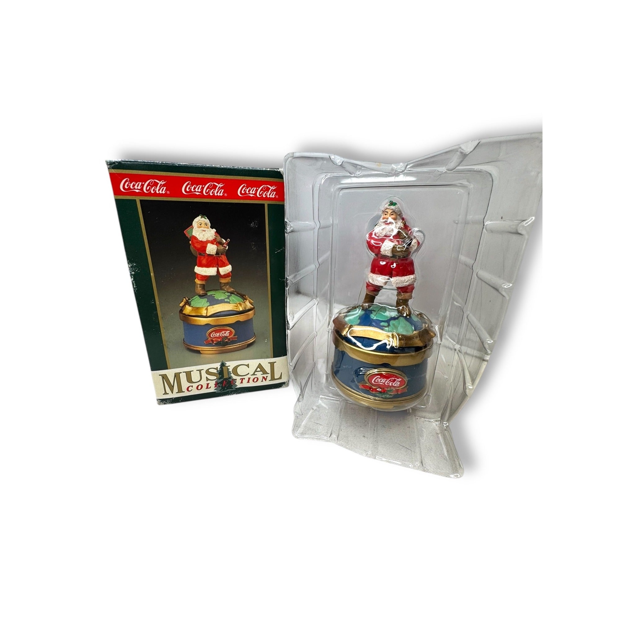 1993 Coca-Cola Musical Santa Figurine Travel Refreshed QVC Provenance
