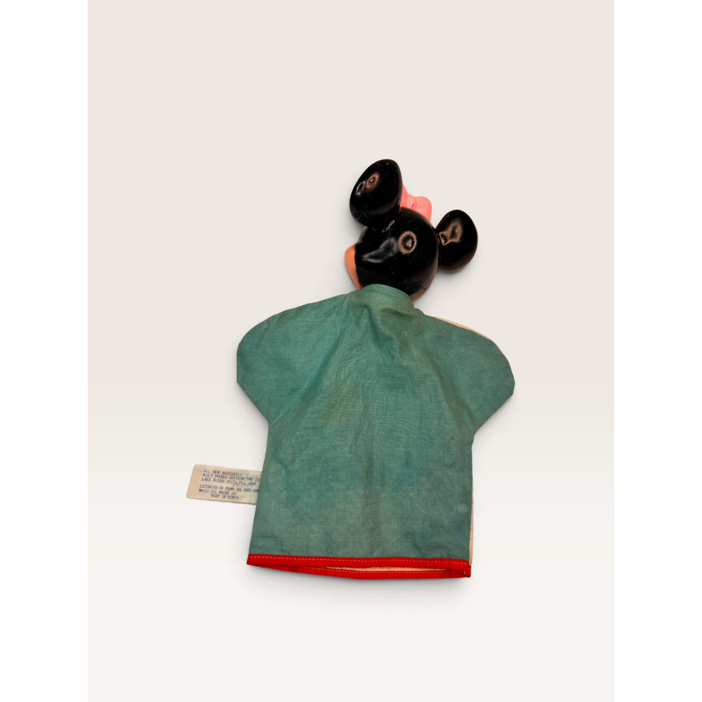 Vintage Minnie Mouse Hand Puppet Vinyl Head Fabric Disney Distributing Toy 10"