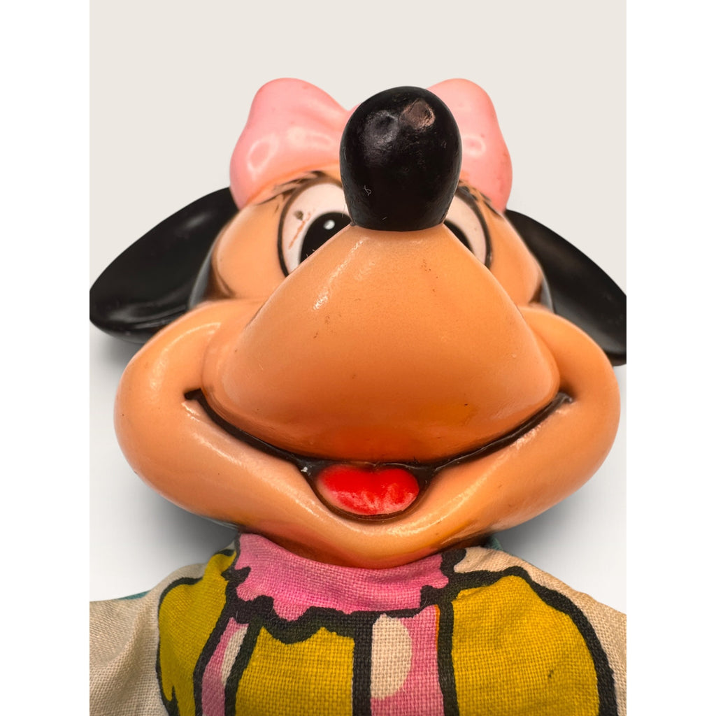 Vintage Minnie Mouse Hand Puppet Vinyl Head Fabric Disney Distributing Toy 10"