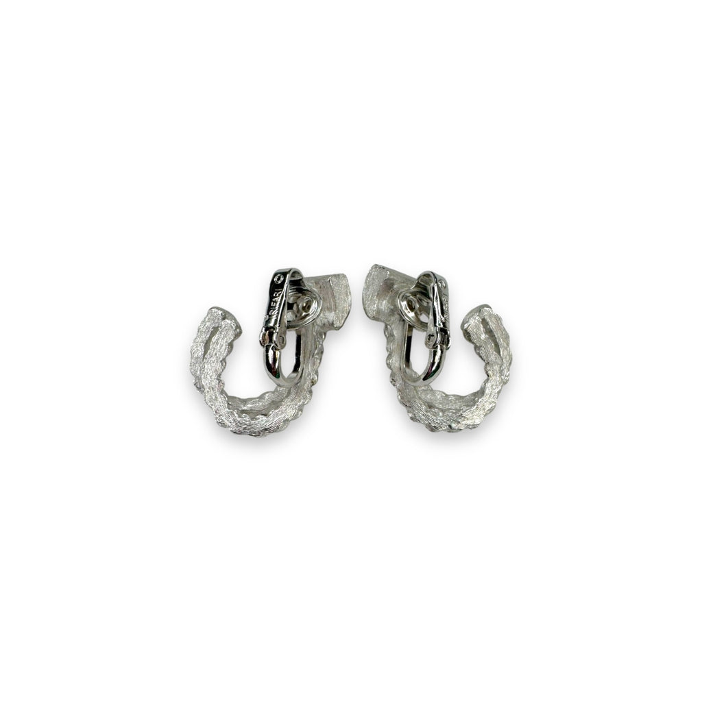 Vintage Crown Trifari Blue Crystal Silver Tone Clip-On Earrings