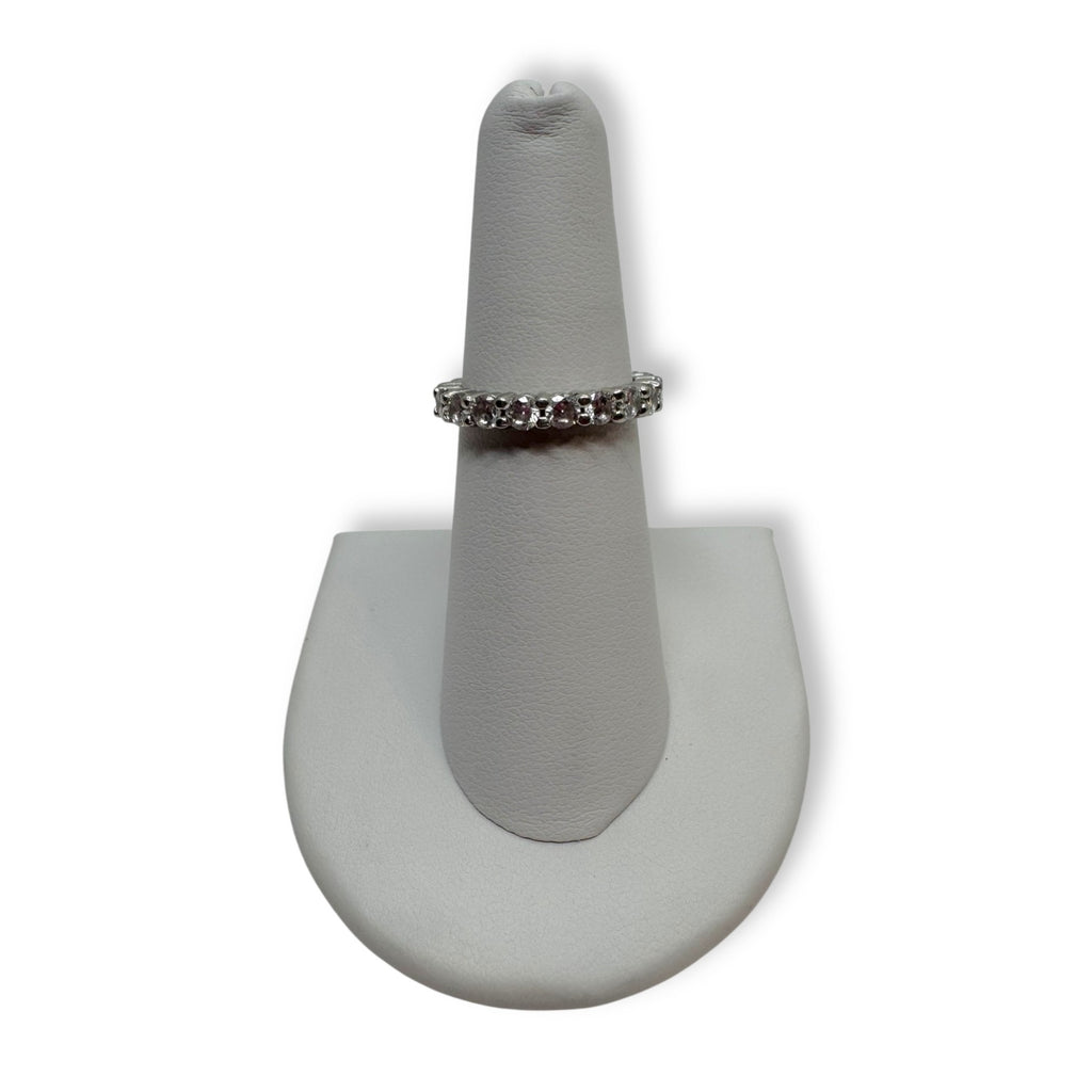 Uncas International Sterling Silver Eternity Ring Size 6 Clear Glass Stones
