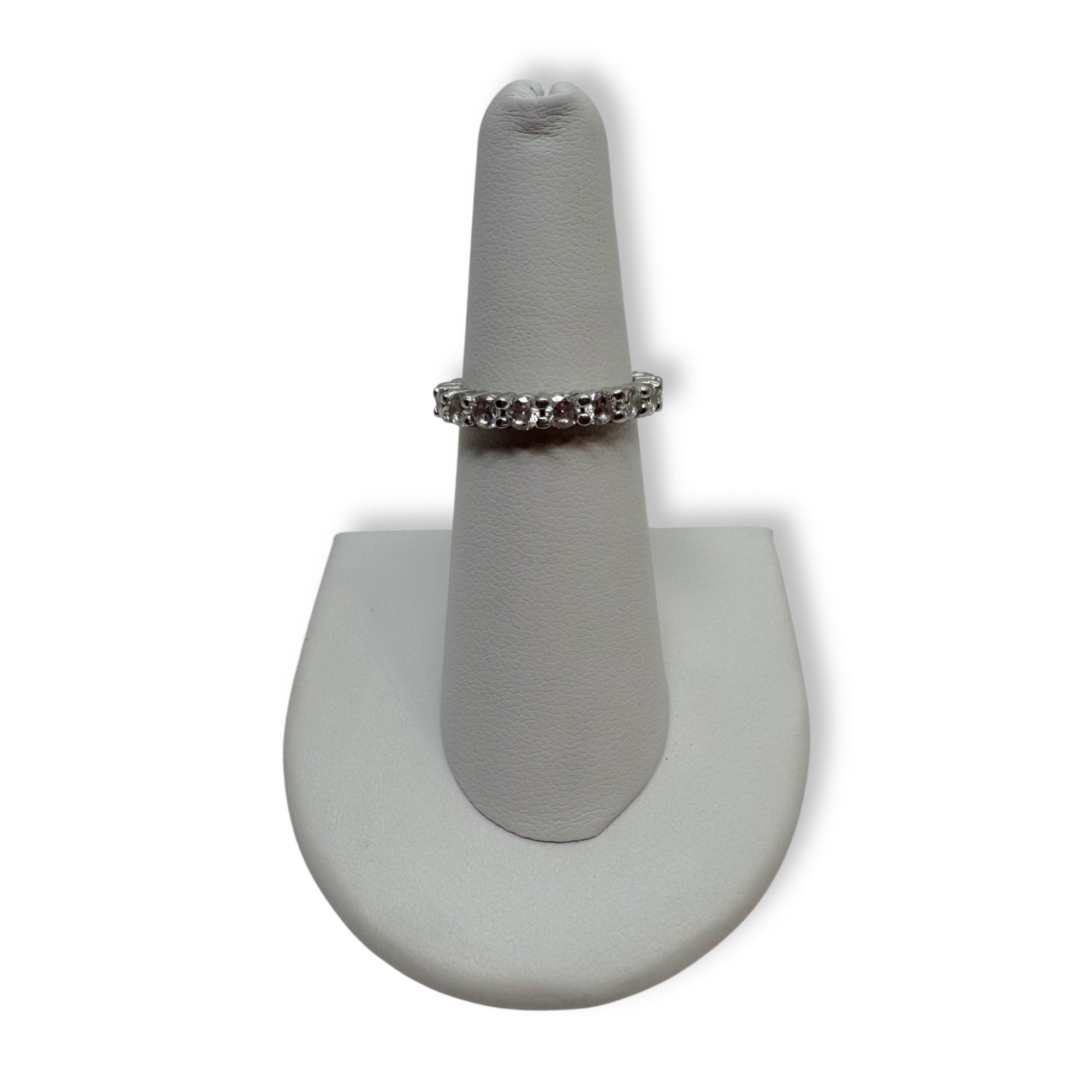 Uncas International Sterling Silver Eternity Ring Size 6 Clear Glass Stones