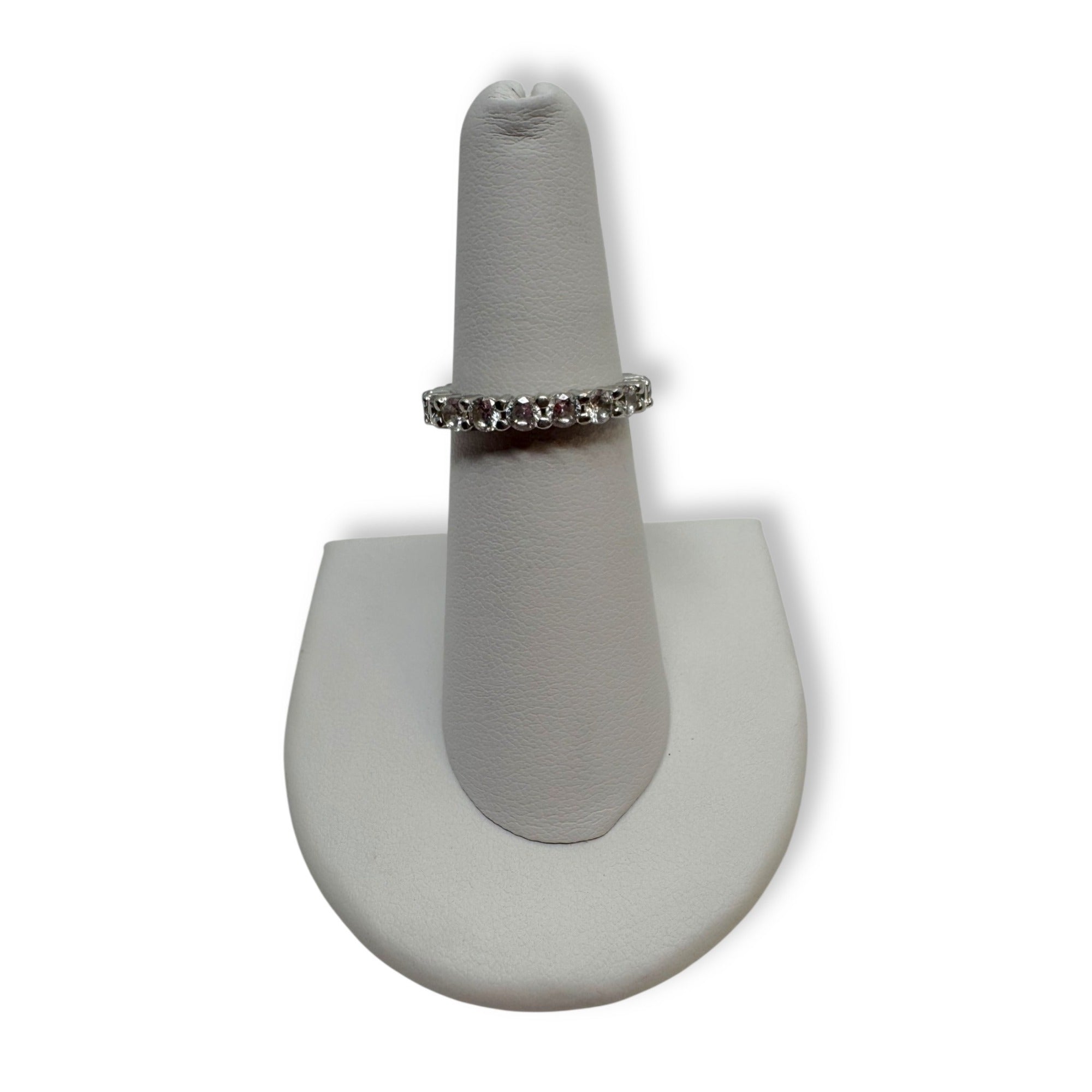 Uncas International Sterling Silver Eternity Ring Size 6 Clear Glass Stones