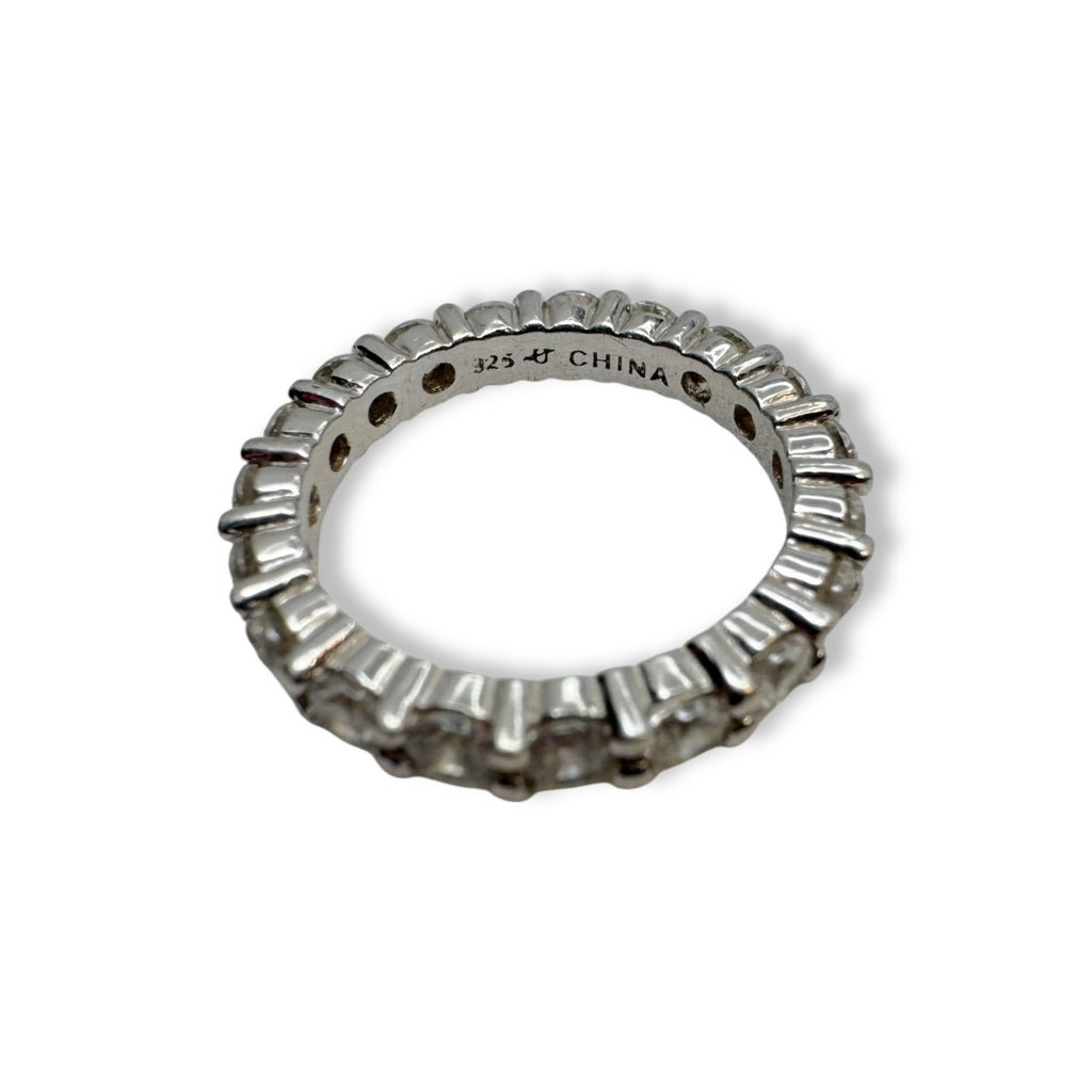Uncas International Sterling Silver Eternity Ring Size 6 Clear Glass Stones