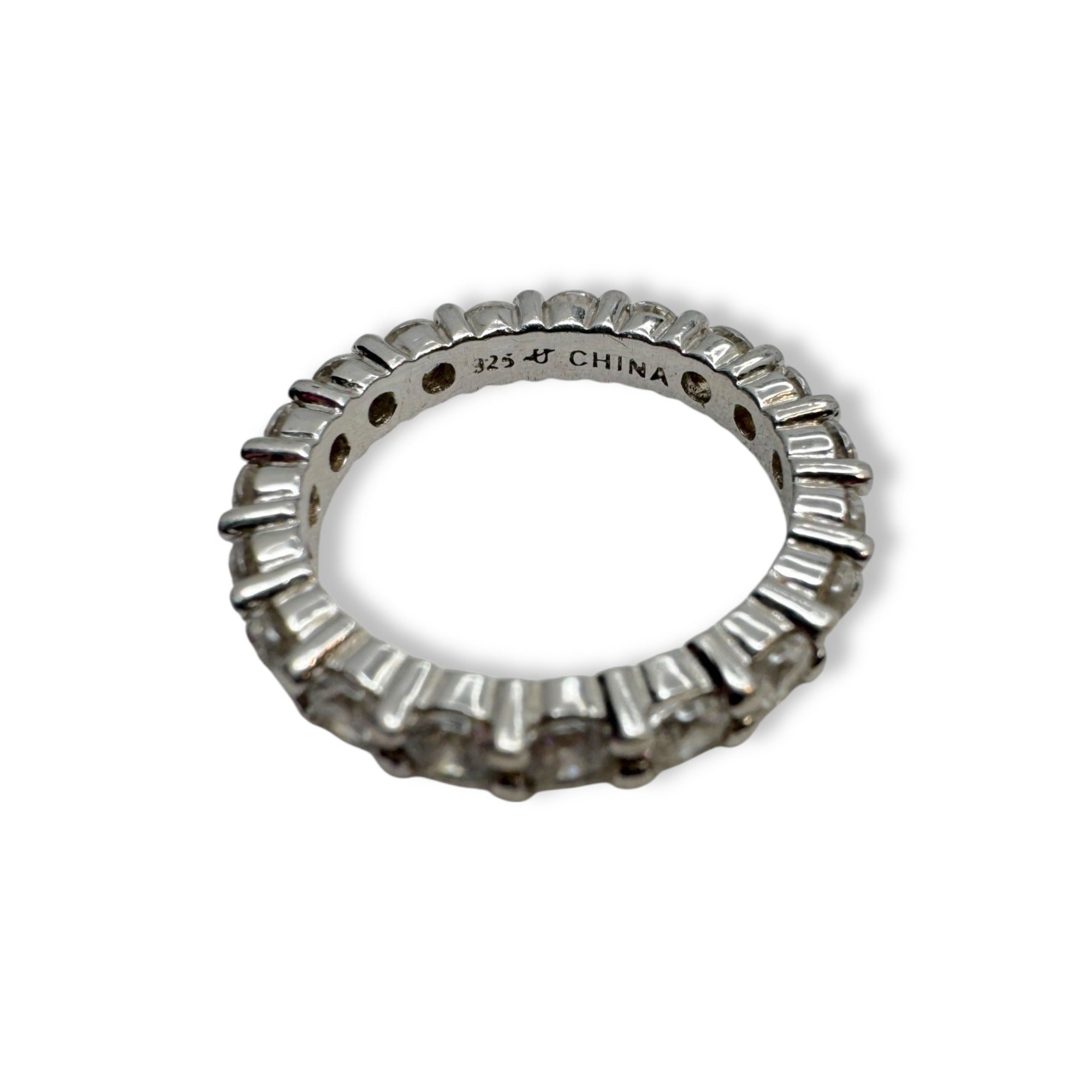 Uncas International Sterling Silver Eternity Ring Size 6 Clear Glass Stones