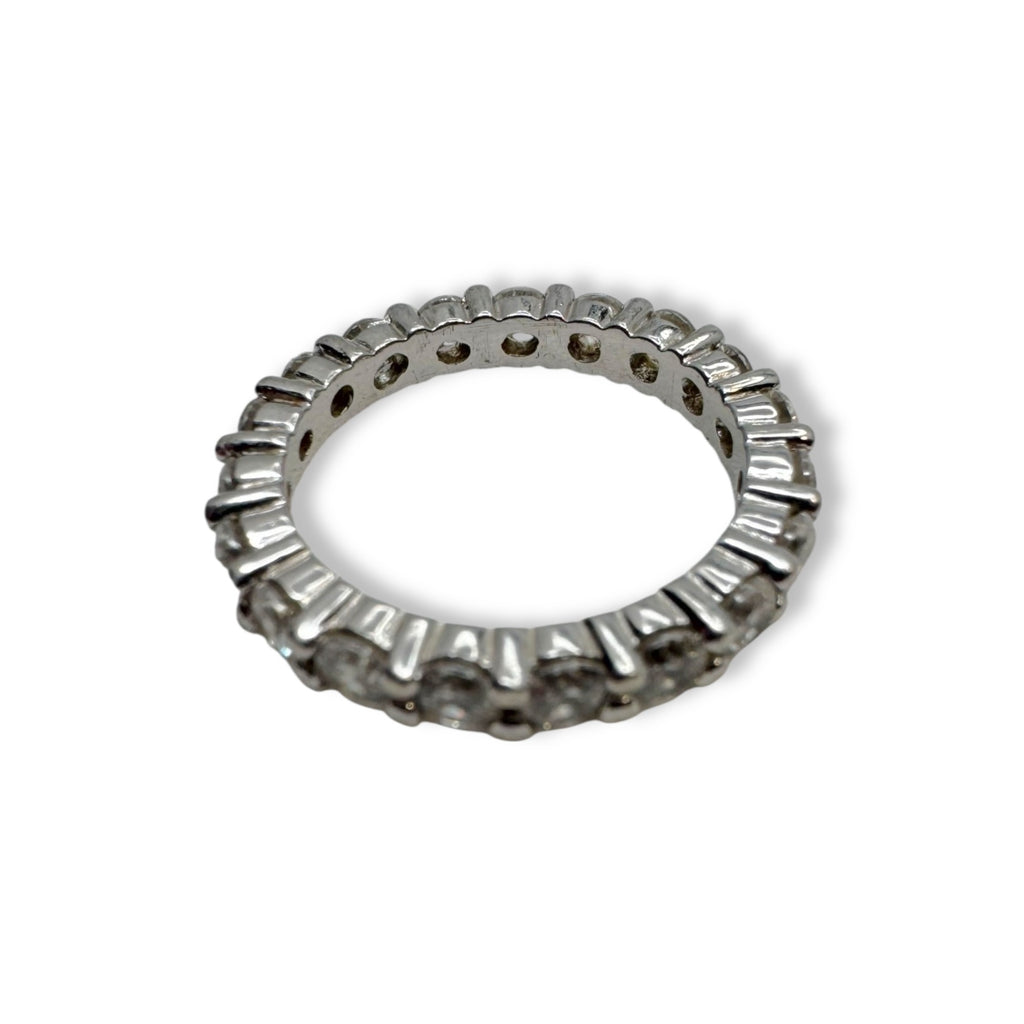 Uncas International Sterling Silver Eternity Ring Size 6 Clear Glass Stones
