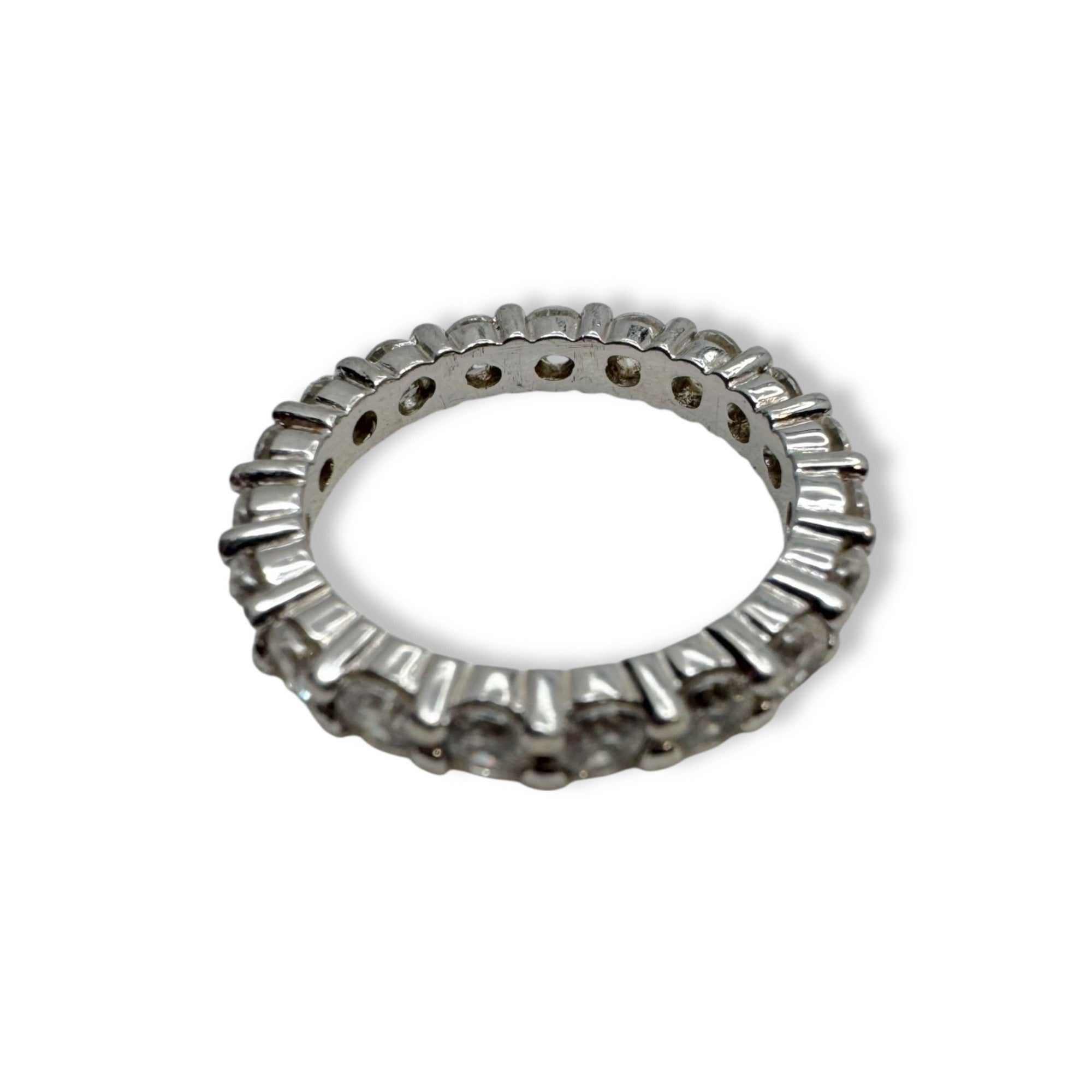 Uncas International Sterling Silver Eternity Ring Size 6 Clear Glass Stones