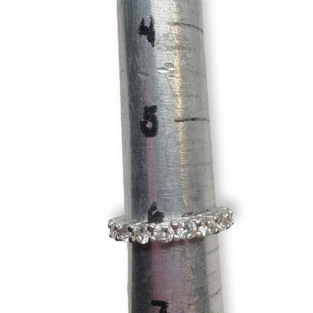 Uncas International Sterling Silver Eternity Ring Size 6 Clear Glass Stones
