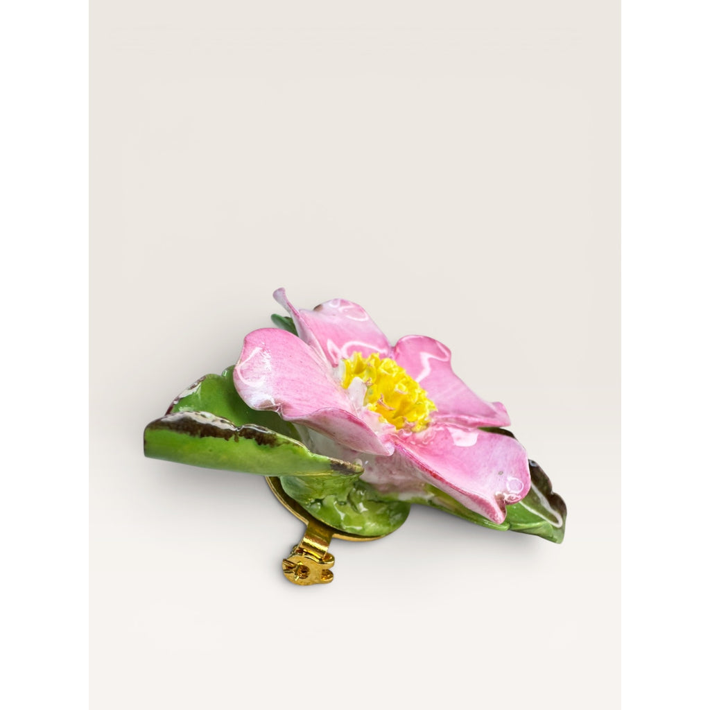 Cara China Staffordshire Pink Dogwood Flower Brooch Pin Fine Bone Vintage